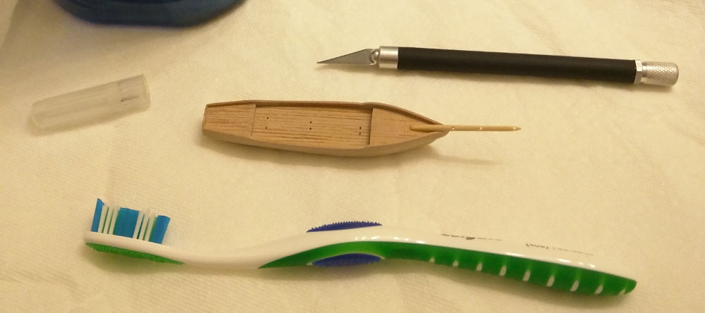 Cleaned ship with toothbrush